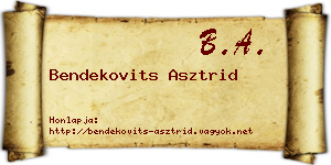 Bendekovits Asztrid névjegykártya